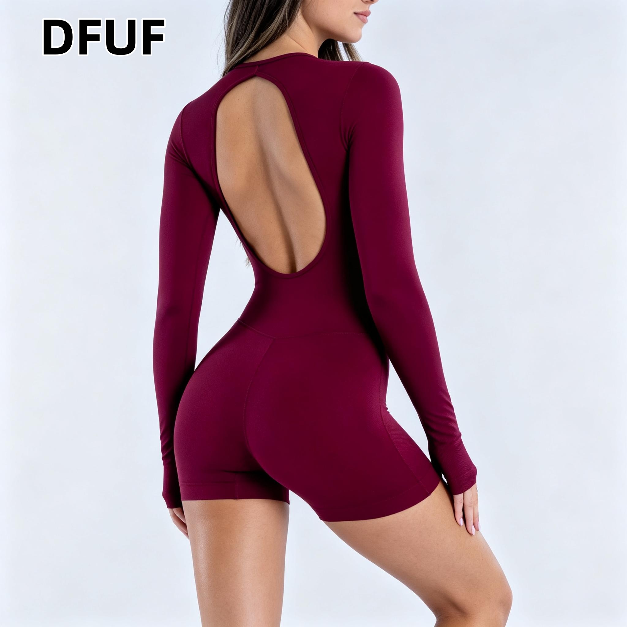 DFUF 여성용 백컷아웃 긴팔 요가 점프수트 엄지손가락 - Pilates Yoga Stretching 리뷰 및 가격